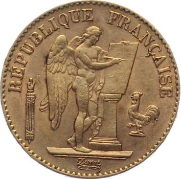 Frankreich 20 Francs 1895 A - Genius & kleiner Hahn
